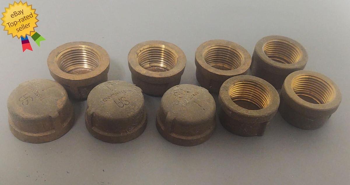 🔥(QTY 9) NEW 1" NPT Brass Pipe Cap