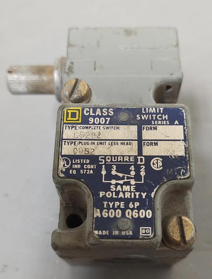 Used 🔥Square D Heavy Duty Limit Switch 9007 C52B2 Type C052 A600 10° Travel