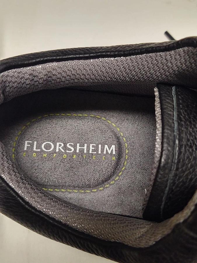 Used NIB Florsheim Mens Black Casual Sneakers Shoes 8.5 Medium 14090-001 Leather