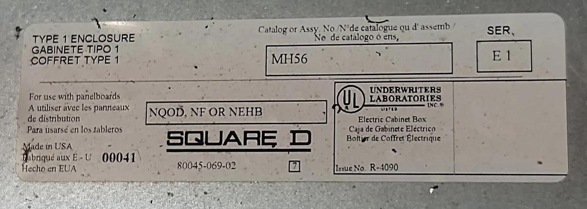 Used Square D Complete Breaker Panel, NF442L4 PANELBOARD ,MH56  NC56VS 400 AMP W/ KEY