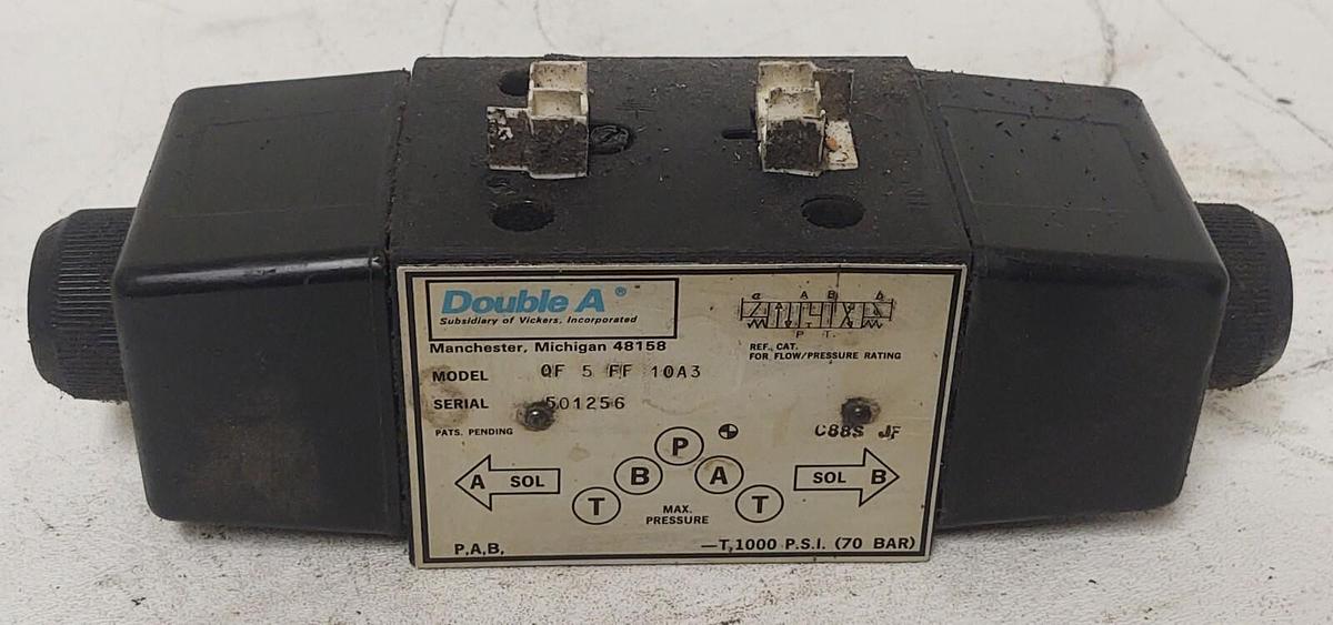 Used 🔥 Double A QF-5-FF-10A3 Directional Control Valve Series Q-05 1000 PSI 70 bar