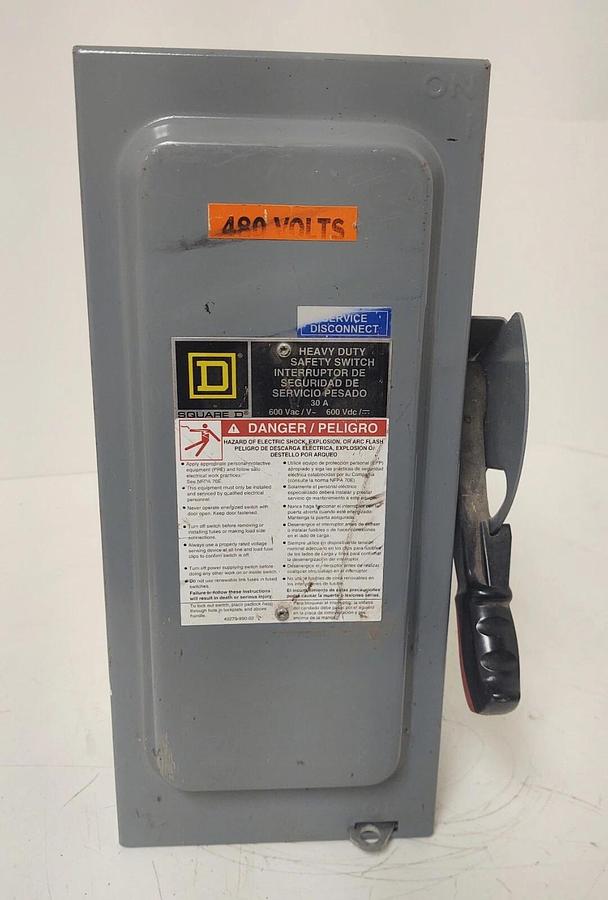 Used 🔥 Square D H361N : Fusible Heavy-Duty Switch Disconnect 600V 30A With Fuses