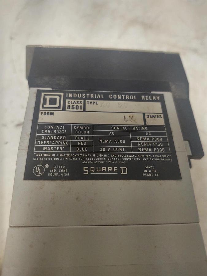 Used 🔥Square D Class 8501 Control Relay, Form LN Series A