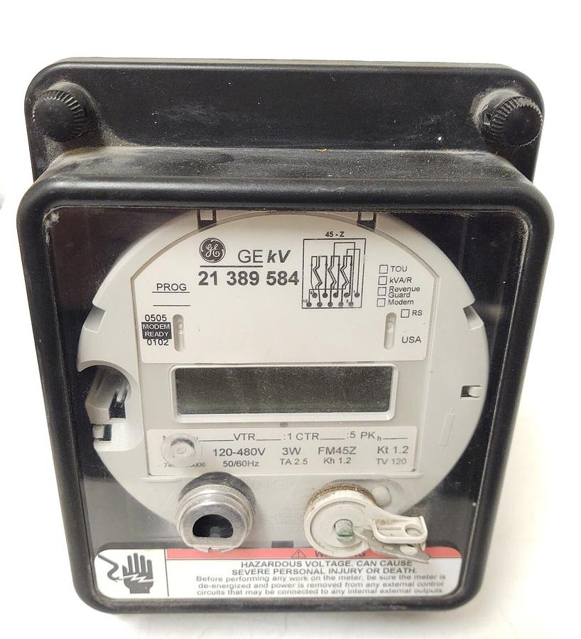 Used GE KV 21389584 MULTIFUNCTION ELECTRIC METER w/ CASE