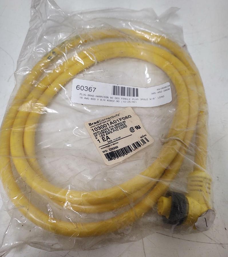 🔥New Woodhead 103001A01F060 Cord Cable 3 Wire Yellow 16/3 6ft 40902-90