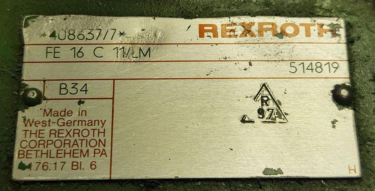 Used Rexroth FE16C 11/LM 408637/7 Proportional Valve FREE SHIPPING