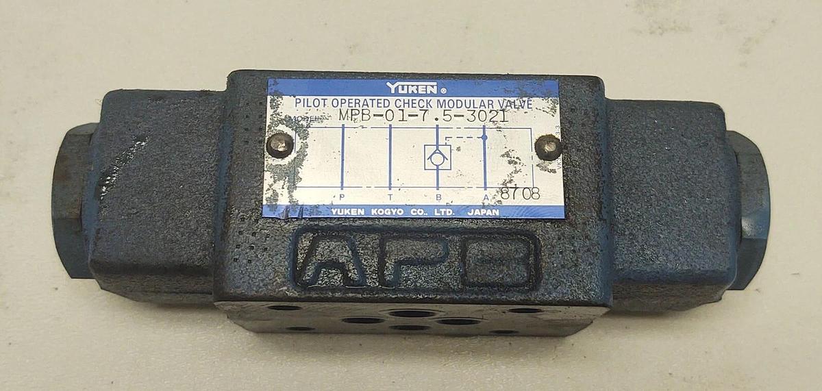 Used YUKEN PILOT OPERATED CHECK MODULAR VALVE MPB-01-7.5-3021