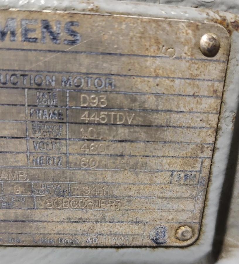 Used đŸ”¥Siemens RGZV 150 HP Motor 460V, 1780 RPM, 3PH, 445TDV FRAME