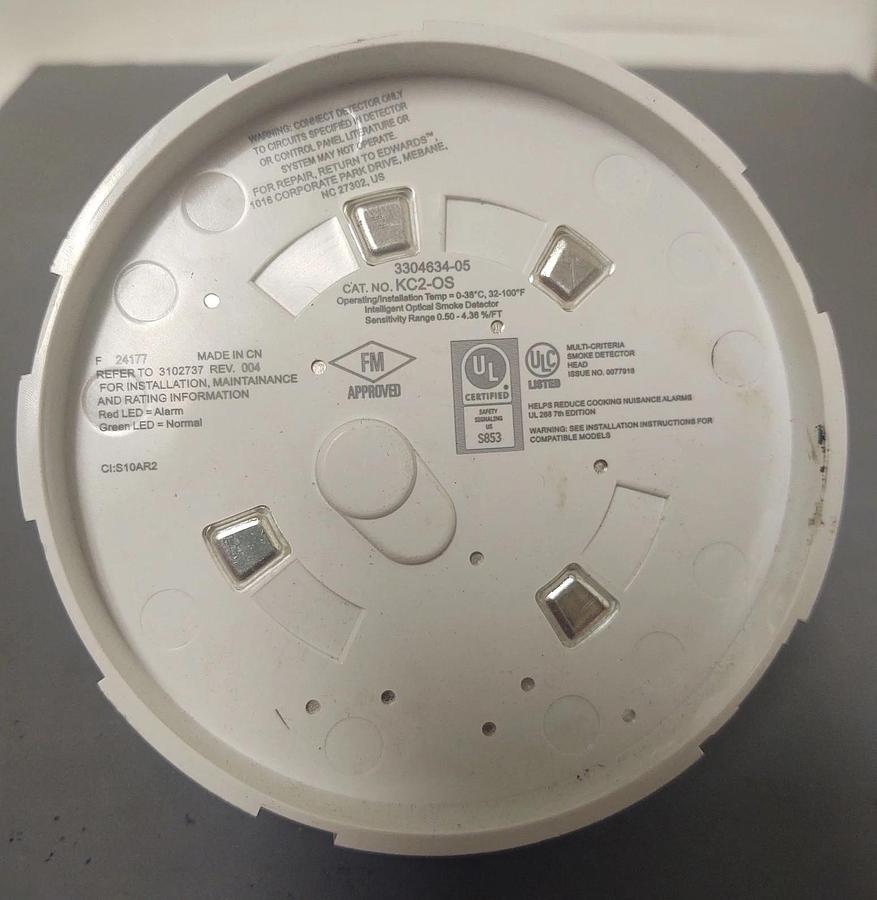 Used 🔥Edwards KC2-OS Optical Conventional Smoke Detector Fire Alarm Device