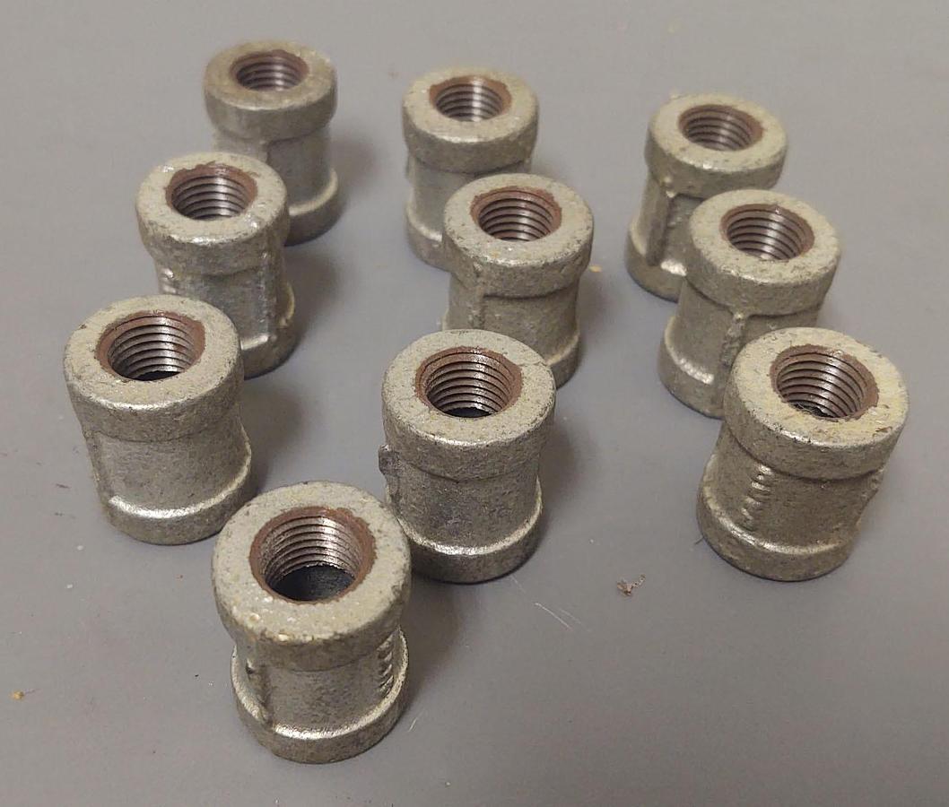 🔥(QTY 10) Galvanized 1/4" Iron Threaded Pipe Fitting Coupling