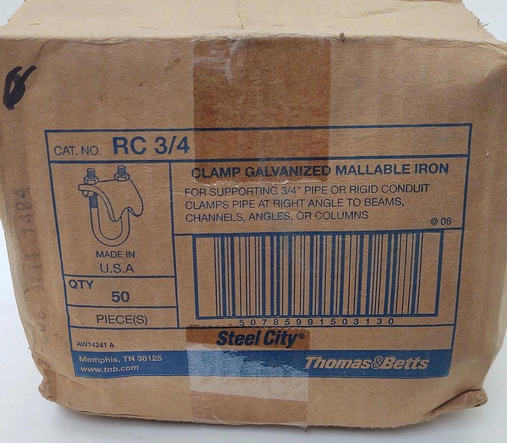 Steel City RC 3/4, Beam Clamp, 3/4 Right Angle Pipe Support, (BOX 42 -50)