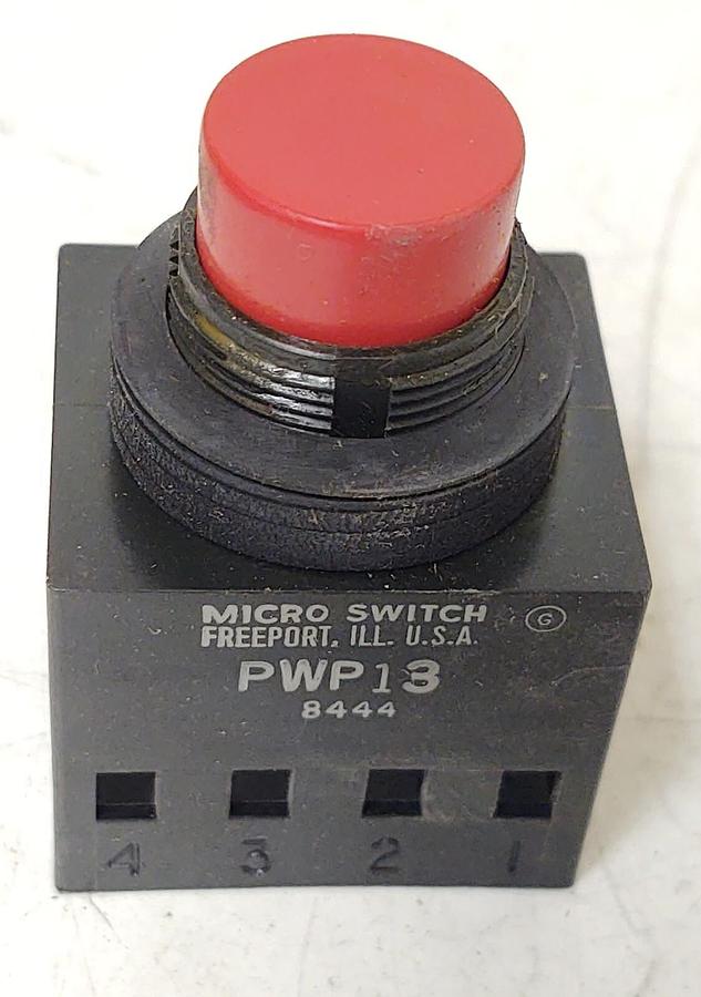 🔥 (2) HONEYWELL Micro Switch PWP13 Extended Head Red Pushbutton with Hardware