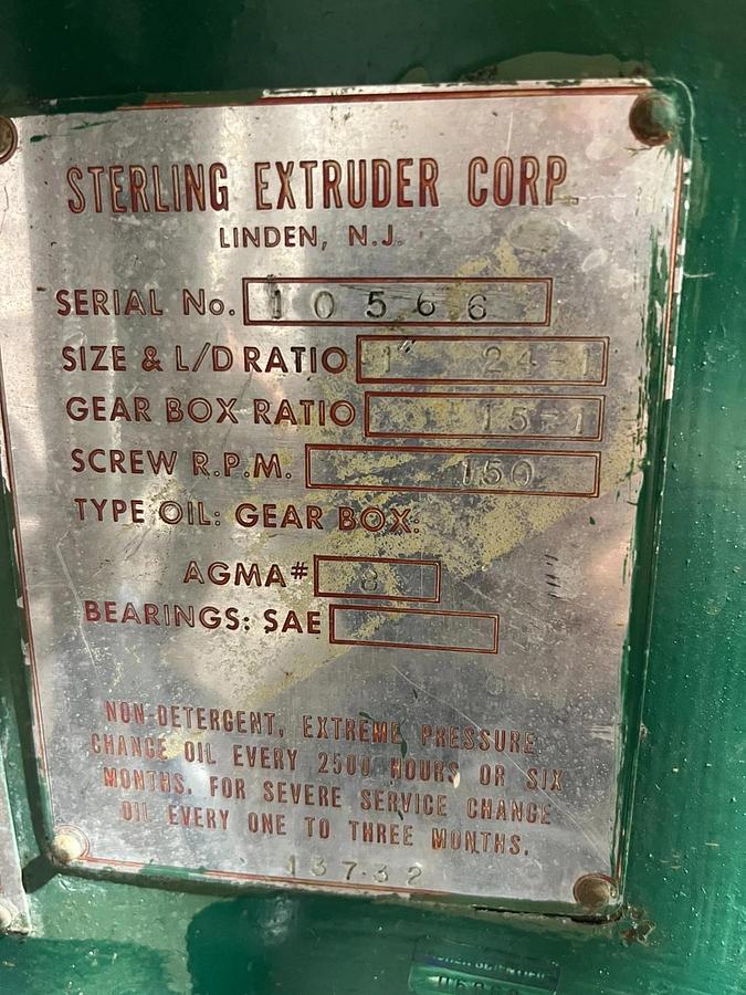Used Sterling 3 HP 1" Extruder with 8" EDI U75 Sheet die Killon 3 Roll Sheet Stack