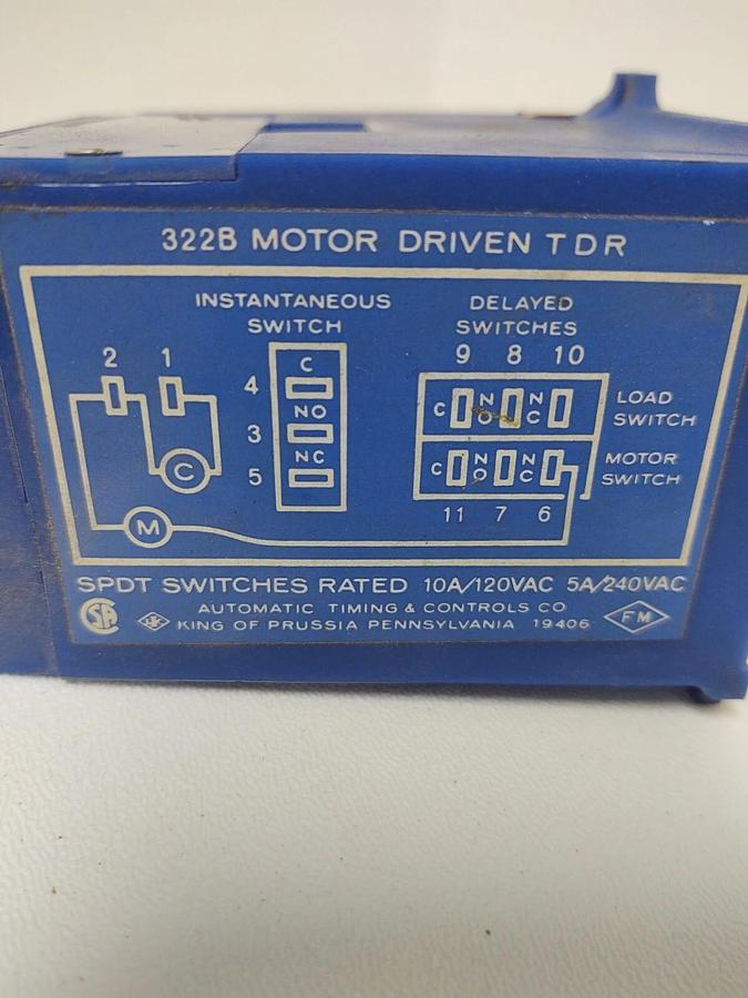 Used 🔥ATC TIMER 322B MOTOR DRIVEN TDR 0-60 SECONDS 10A 120VAC 5A 240VAC
