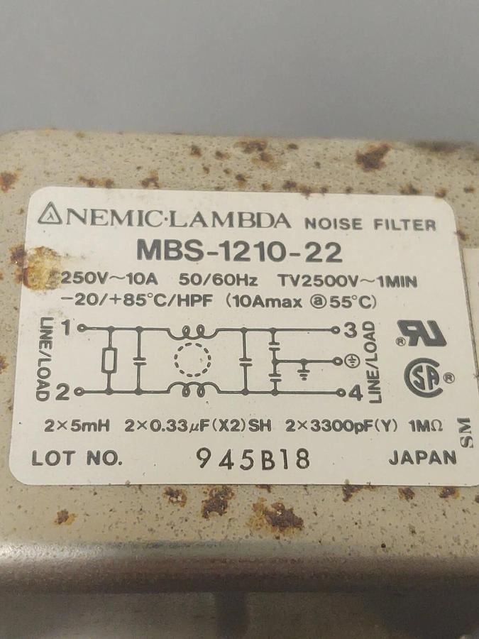 Used đŸ”¥Nemic-Lambda MBS-1210-22 Noise Filter Power Line EMC Filter 250V~10A