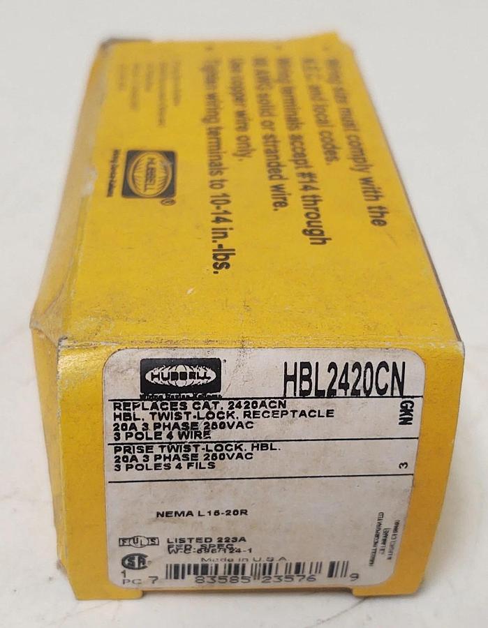 🔥NEW HUBBELL HBL2420 TWIST-LOCK RECEPTACLE 20A 250V