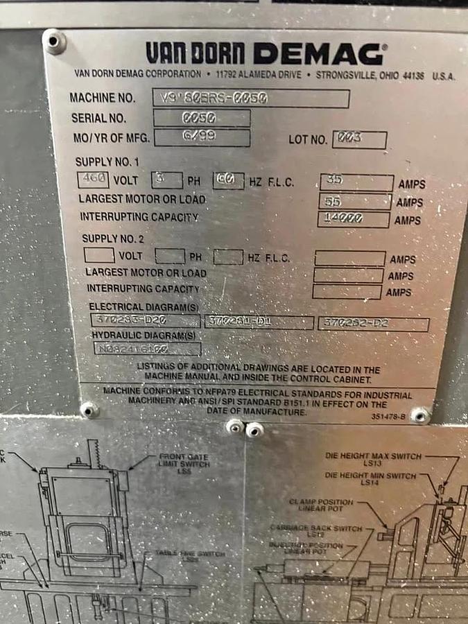 Used Van Dorn DEMAG 80 ton Vertical Rotary Table Injection Molding Machine