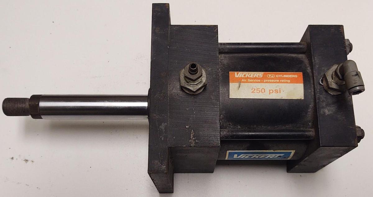 Used Vickers, TJ Air Cylinder, 3-1/2" Bore, 2" Stroke, 250 PSI, Flange Mount 3.5" 4"
