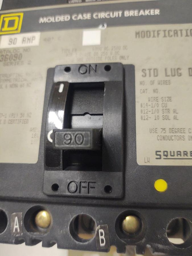 Used 🔥Square D FA36090 3 Pole 90 Amp 600 Vac I-Line Circuit Breaker
