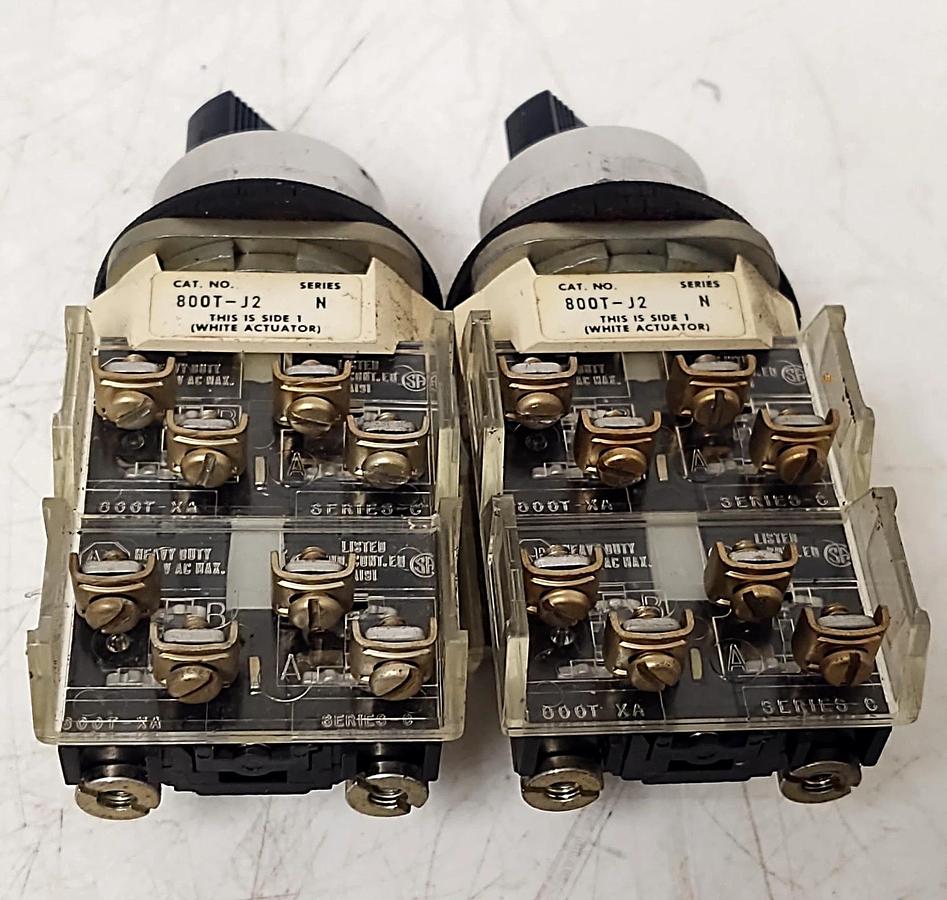 Used 🔥 QTY 2 - Allen Bradley 800T-J2, 3-position Selector Switch Extra Contact Block