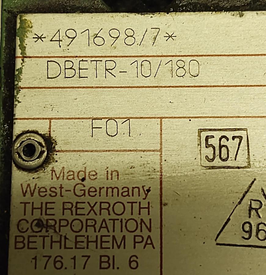 Used Rexroth DBETR-10/180 Hydraulic Valve 491698/7 AGA-0581-0-C-1 GP61-4-A