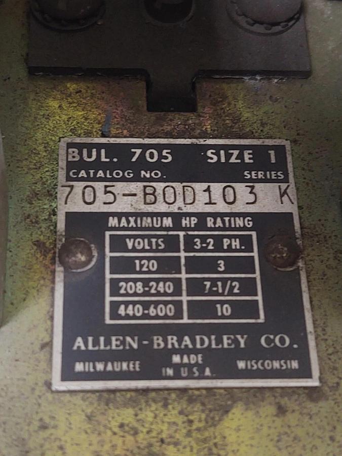 Used 🔥 TESTED ALLEN BRADLEY 705-B0D 103 SER K SIZE 1 REVERSING CONTACTOR 120V COILS
