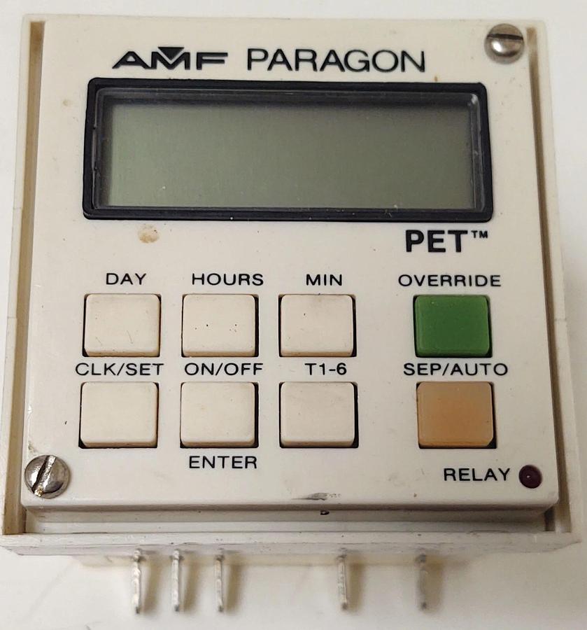 Used AMF Paragon PET 71D-120 Programmable Electronic Timer D-1202-99 120 VAC Input