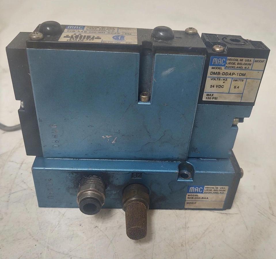 Used 🔥 MAC 92B-AAB-000-DM-DDAP-1DM 24 VDC Valve DMB-DDAP-1DM With Base