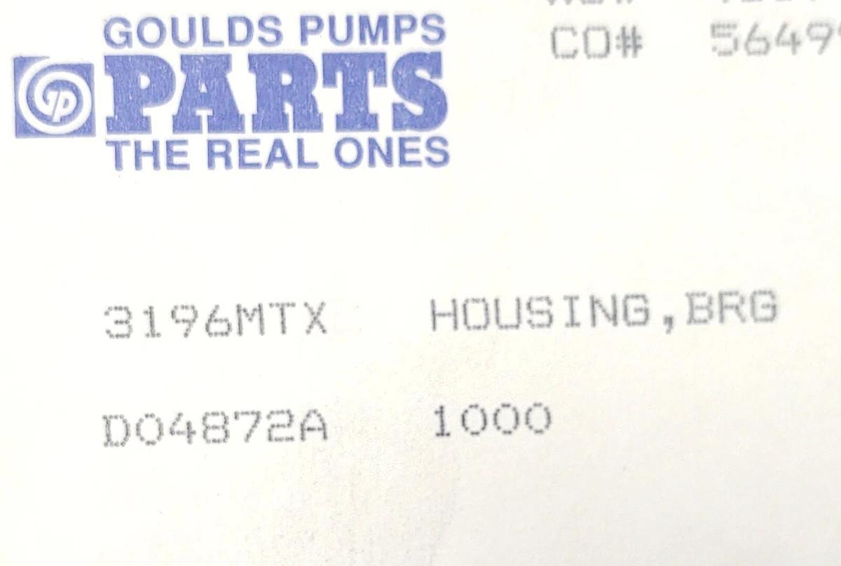 🔥 NEW Goulds 496 Pump Housing BRG 3196MTX Chemical Pump D04872A 56376 Casting