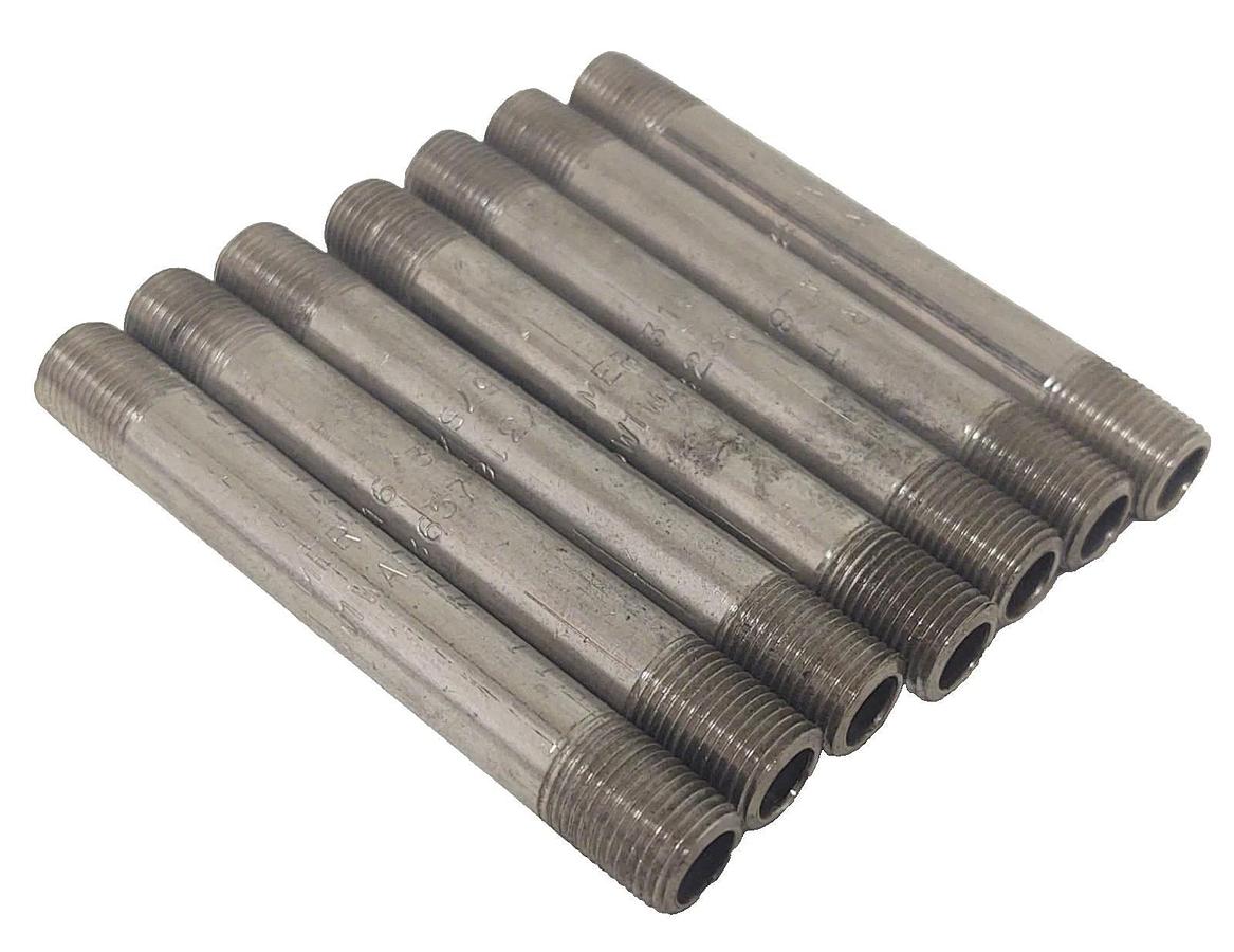 🔥(QTY 7) 1/8" X 3" 316 Stainless Steel Threaded Pipe Nipple New