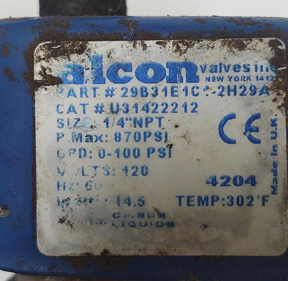 Used đŸ”¥TESTED - ALCON SOLENOID VALVE 1/4" NPT, CAT NO: U31422212, 870PSI, 120V