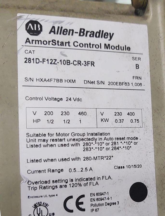 Used 🔥 ALLEN-BRADLEY 281D-F12Z-10B-CR-3FR REVERSING STARTER 280D-FN-10-C Damaged