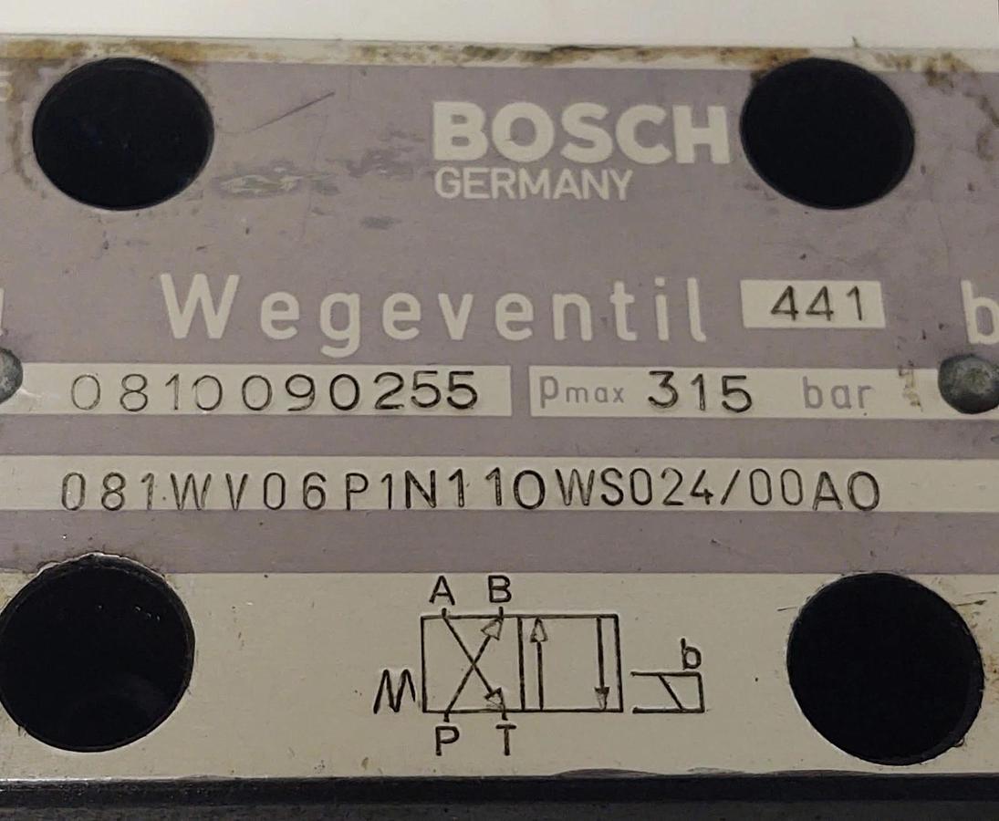 Used đŸ”¥Bosch 081WV06P1N110WS024/00A0 Solenoid Valve, 315 Bar Max Pres., 0810-090-255