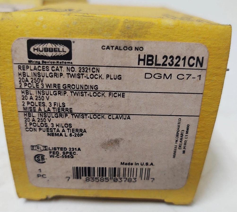 🔥QTY 2 New Hubbell HBL2321 Locking Plug 20A 250V AC – Industrial Grade