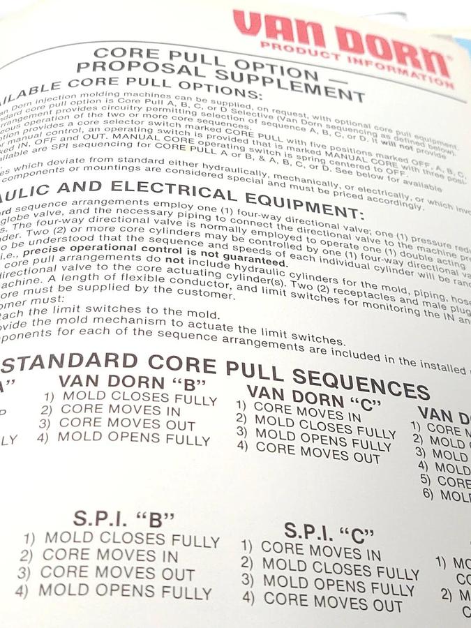 Used 🔥 VAN DORN Machine Operation & Maintenance Manual 500H-RS-60-F 1000
