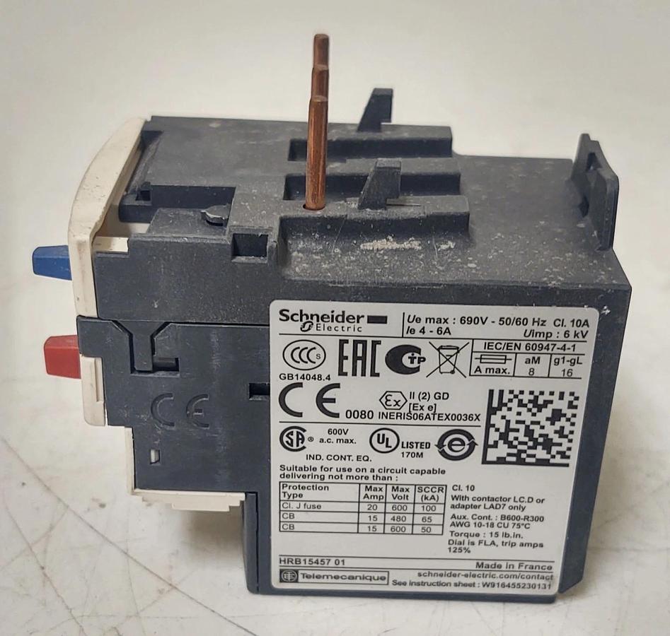 🔥NEW Schneider Electric LRD10 Thermal Overload Relay - 4 to 6 AMPS