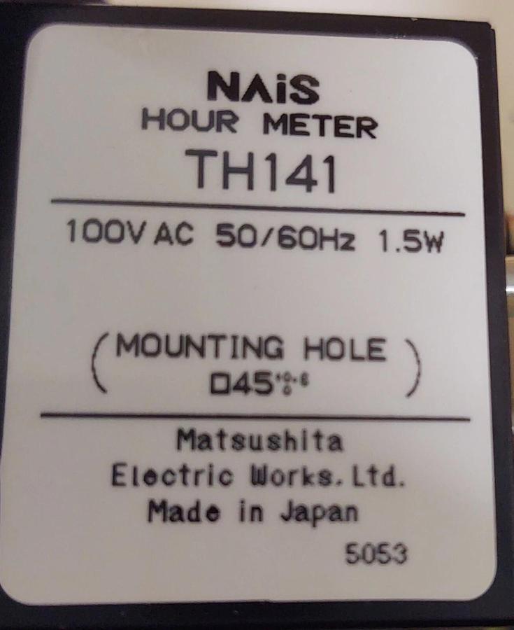 Used MATSUSHITA ELECTRIC WORKS TH141 HOUR METER 100VAC 50/60 Hz  with Enclosure