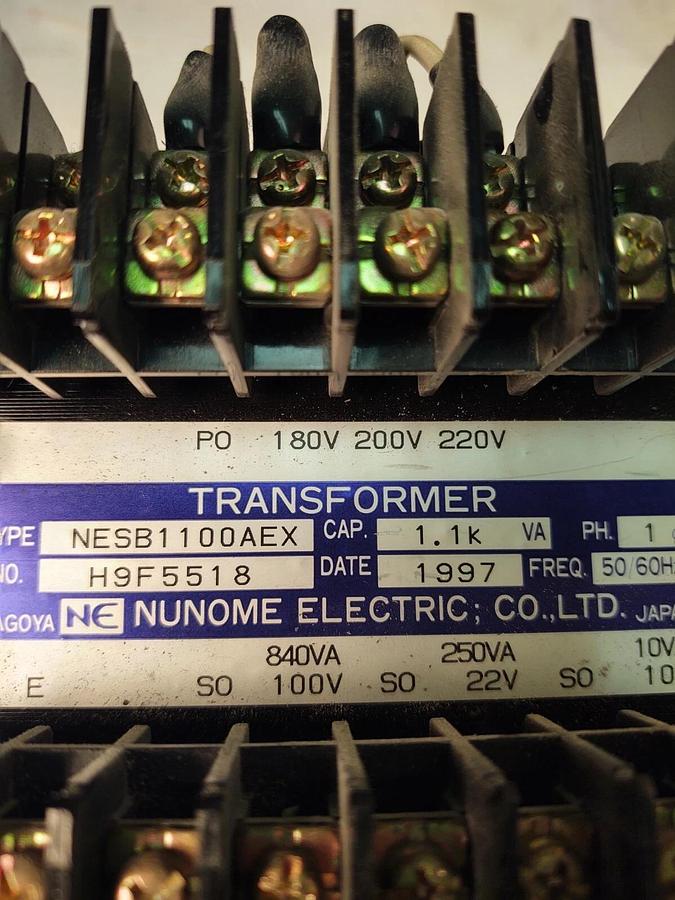 Used NAGOYA NUNOME 1 PHASE 1 PH TRANSFORMER NESB1100AEX 1.1kva H1B2051 100v 22v 10v