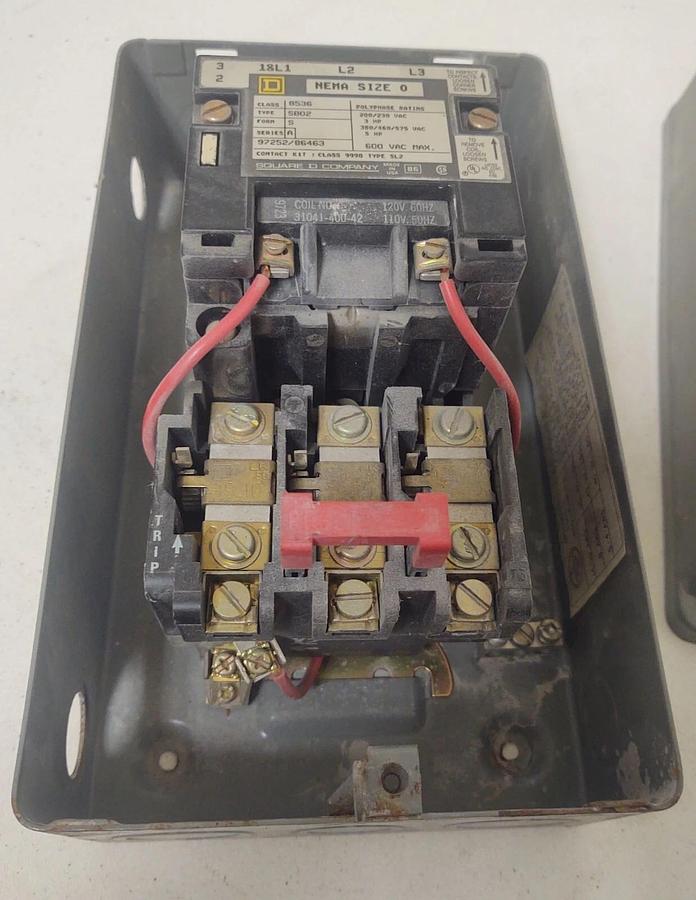 Used 🔥 TESTED Square D 8536 SB02 Nema Size 0 Starter Type 1 Enclosure 120V Coil
