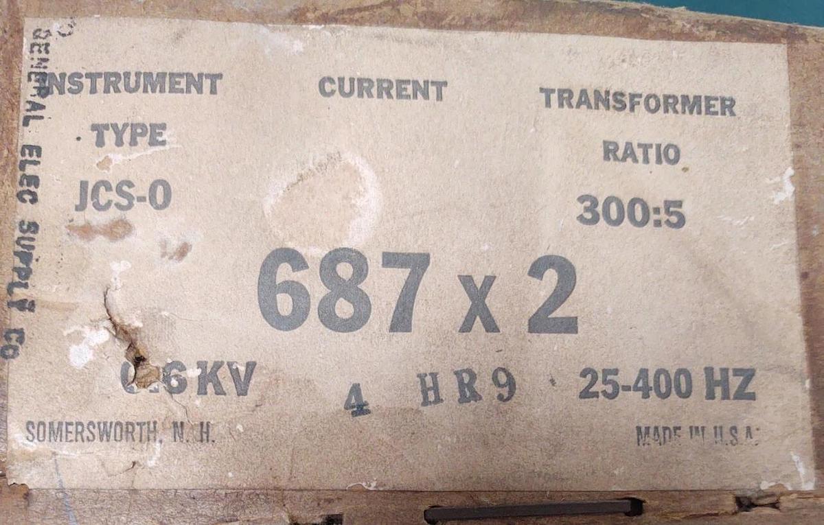 🔥GE Current Transformer 300:5A Type JSC-0, CAT: 750x10G5, 25-400HZ, ID 4-3/4