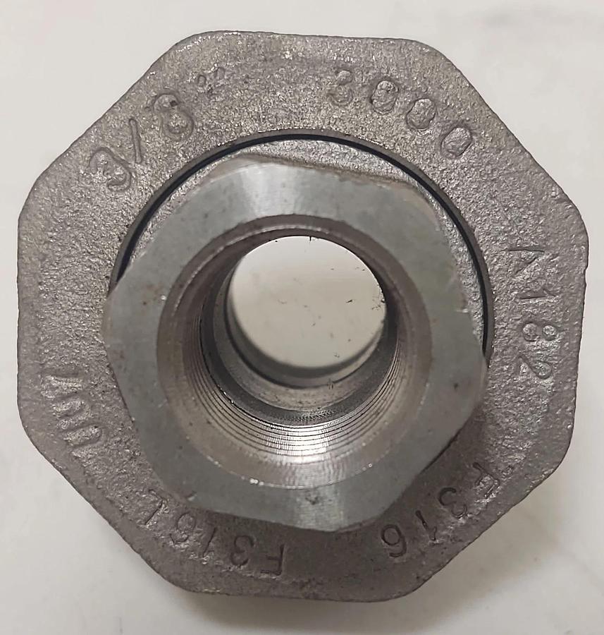 🔥(QTY 2) 3/8" NPT 316 Stainless Steel Threaded Pipe Union 3000#