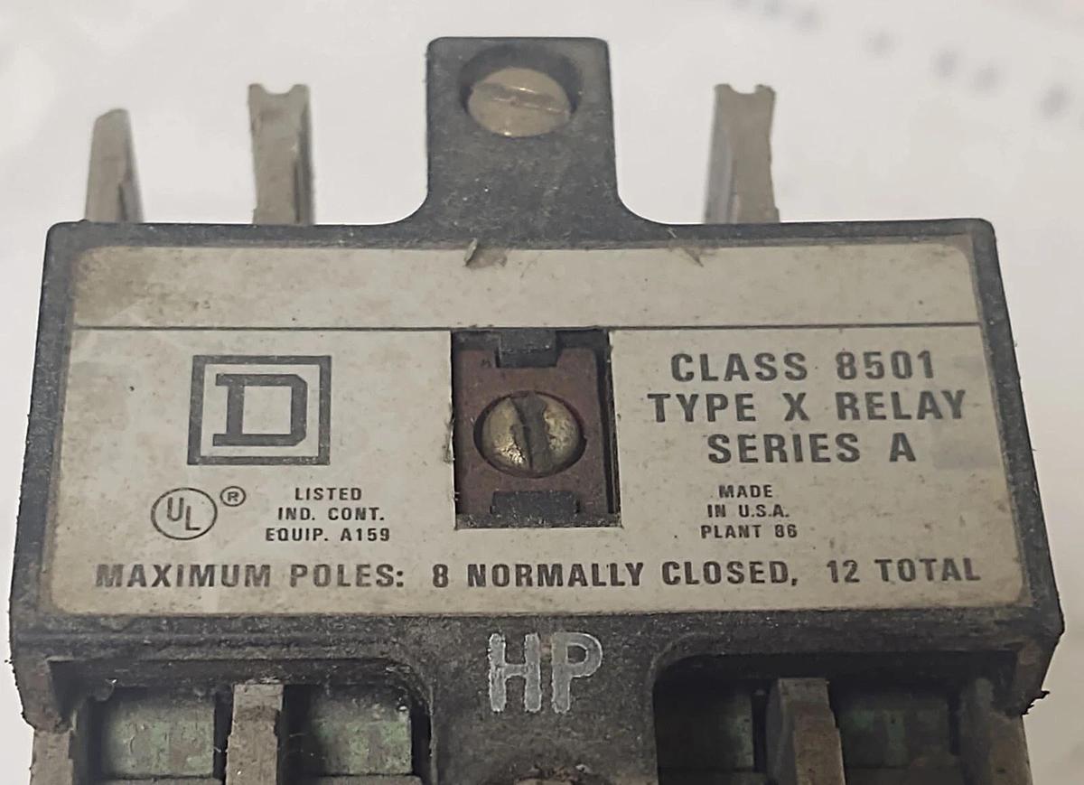 Used 🔥Square D Class 8501 Type X Industrial Control Relay, Coil Rating 24V/60