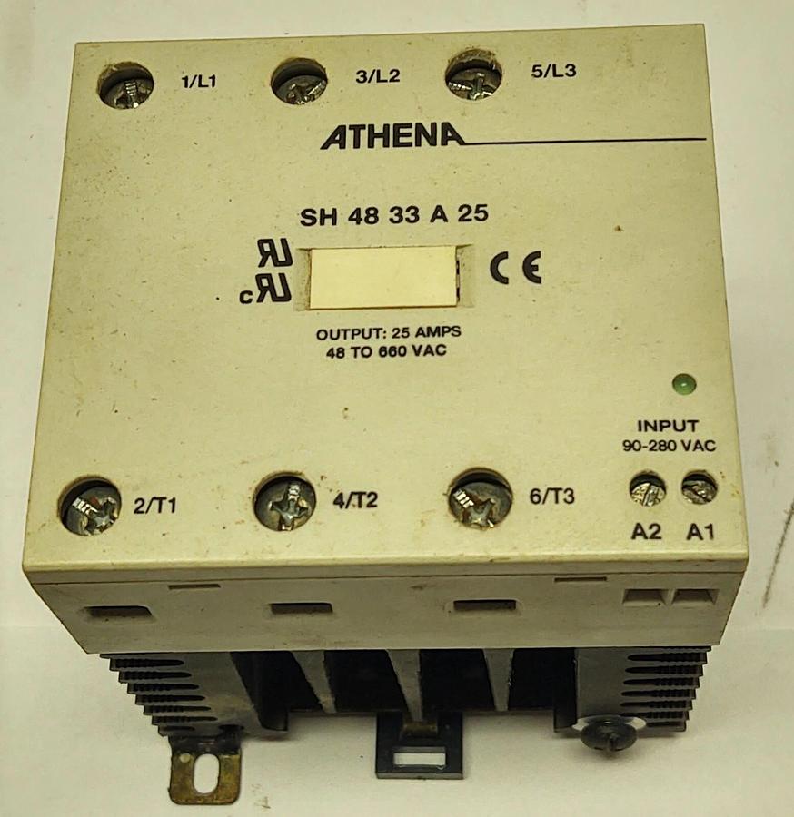 Used ATHENA SH 48 33 A 25 3PHASE SSR SOLID STATE RELAY 3PH 25AMP 90-280 INPUT 660VAC
