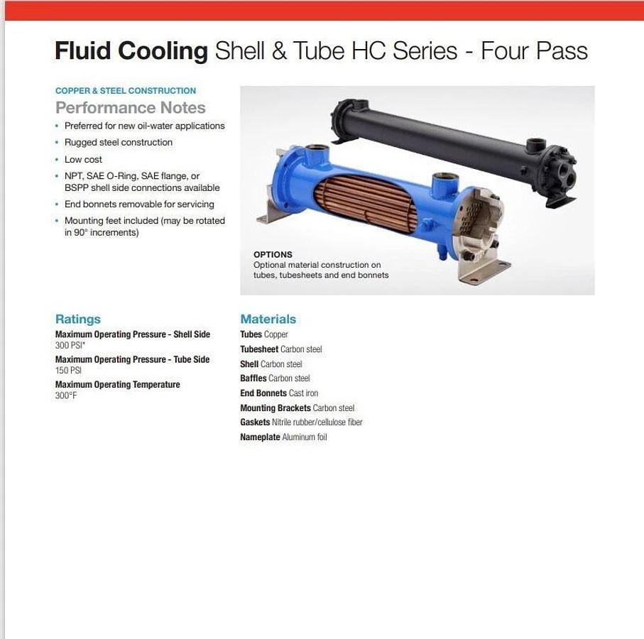 🔥 NEW THERMAL TRANSFER Heat Exchanger C-1024-5-6-F Four Pass 5" Baffles 1.5 NPT