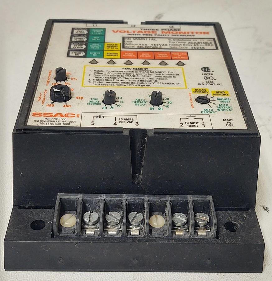 Used 🔥SSAC WVM911AL-60 Three Phase Voltage Monitor