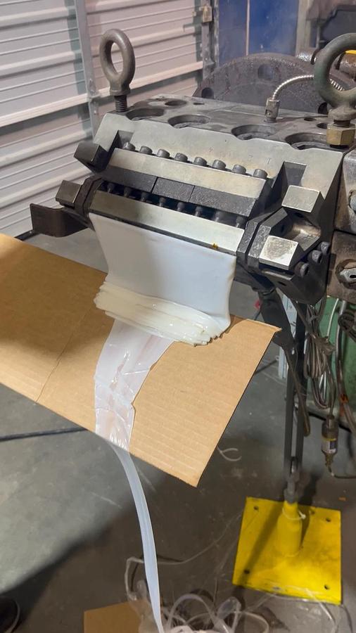 Used Sterling 3 HP 1" Extruder with 8" EDI U75 Sheet die Killon 3 Roll Sheet Stack