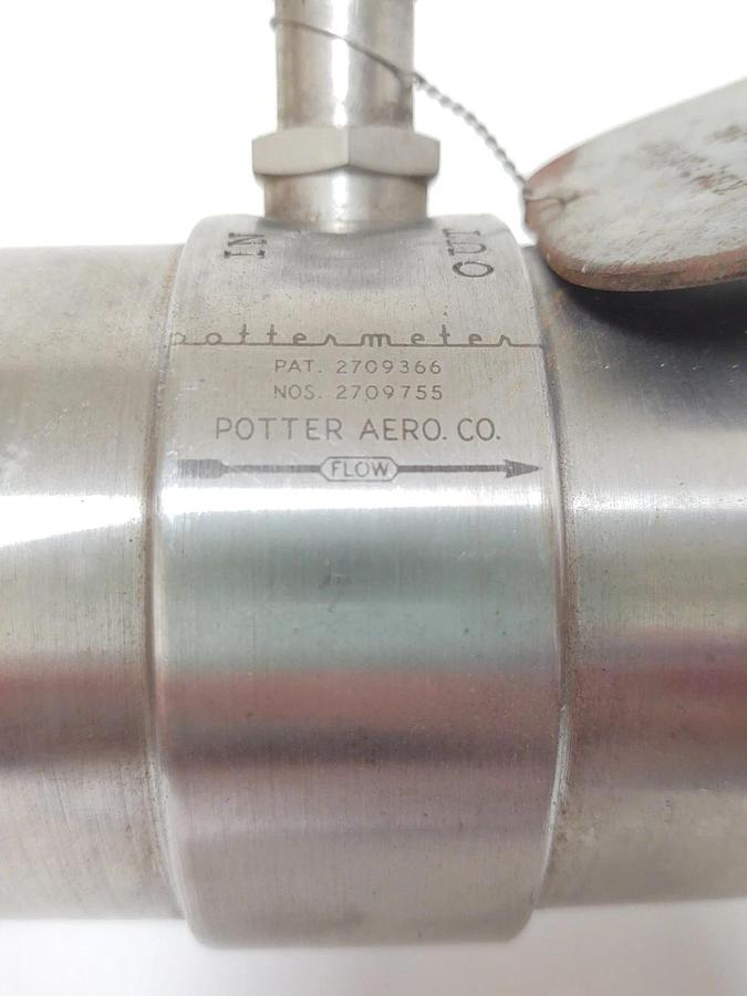 Used POTTER AERO CO. POTTERMETER TURBINE FLOWMETER  2- 1/2 -681 STAINLESS STEEL
