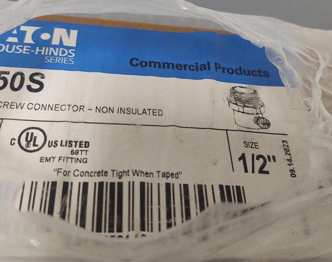 🔥(QTY 50) Crouse-Hinds 450S, 1/2" Steel, Non-Insulated Set Screw EMT Connector