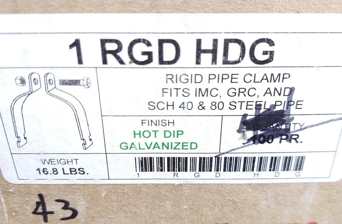 🔥1" Rigid RGD HDG PIPE CLAMP GRC SCH 40 & 80 STEEL STRUT STRAP (43 PR LOT)