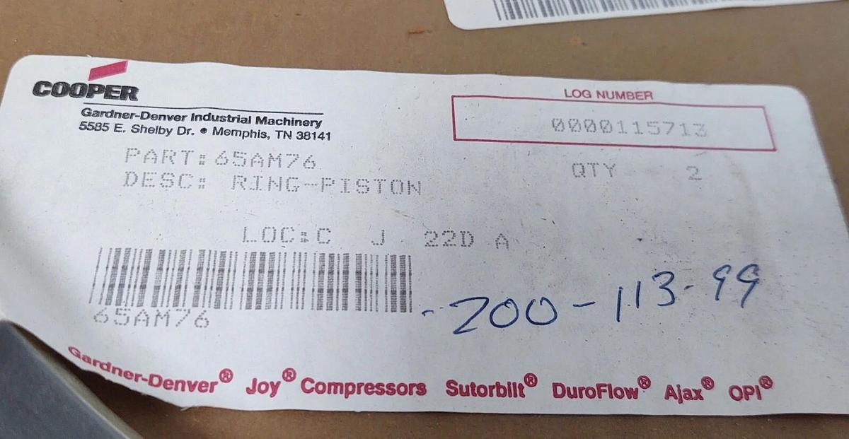 🔥 NEW 65AM76 Cooper Gardner Denver Joy Compressor Piston Ring